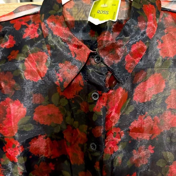 ♥️ Blashe Sheer Dramatic Floral Puff Sleeve Blouse - Picture 5 of 10